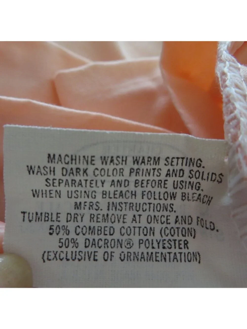 Charter Club No-Iron Luxury Percale Standard Pillowcases 20x30 Peach Made In USA